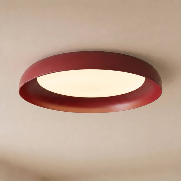 Lindby Stropné LED svetlo Florie, červené, kovové, Ø 40 cm, Červená, Obývacia izba / jedáleň, Plast, Moderný, Závesné svietidlo