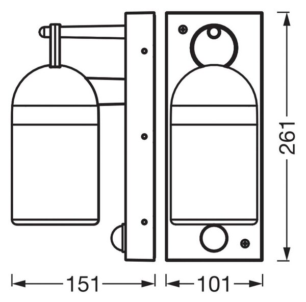 OSRAM Senzorové vonkajšie nástenné svietidlo ENDURA CLASSIC COWBELL, šedá, IP65, Hliník / sivá / zinok, Hliník, Moderný, Nástenné svietidlo