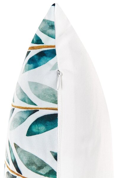 Sada 2 záhradných vankúšov biela a zelená polyester 40 x 60 cm vzor listov moderný dizajn dekoračný vankúš