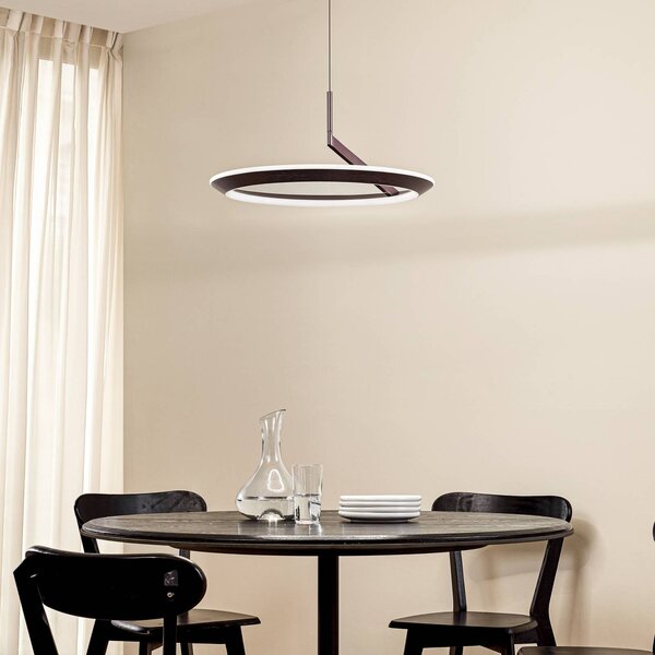 Lucande LED závesné svietidlo Eldra, kávovo hnedá, Ø 55 cm,, Hnedá / hrdzavá, Obývacia izba / jedáleň, kov, Moderný