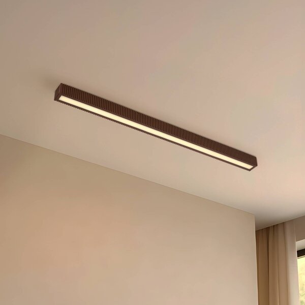 Lucande stropné LED svetlo Emara, tmavé drevo, dub, stmievateľné, Tmavé drevo, Obývacia izba / jedáleň, Drevo, Dizajn, Stropné svetlo