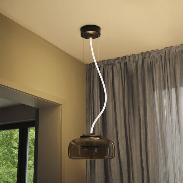 OSRAM LED závesné svietidlo DECOR GLOW, sivá/čierna, Ø 38 cm, smer svetla, Hliník / sivá / zinok, Obývacia izba / jedáleň, Sklo, Moderný, Závesné svietidlo