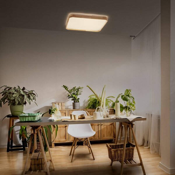 OSRAM Stropné LED svetlo ORBIS ALICIA, 29 x cm, drevo, ClickDim, Svetlé drevo, Obývacia izba / jedáleň, kov, Moderný, Stropné svetlo