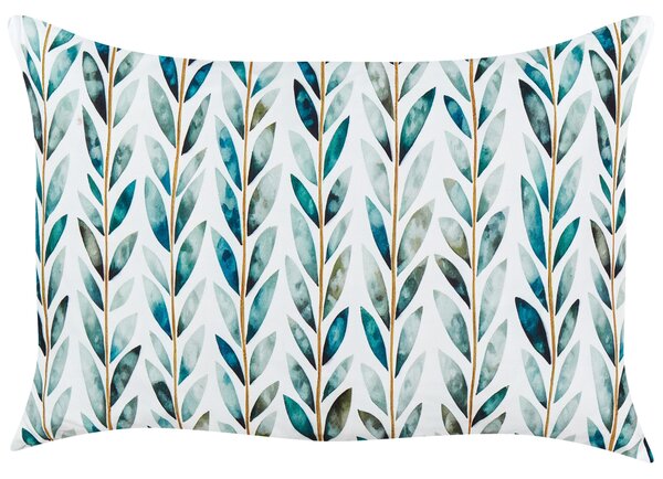 Sada 2 záhradných vankúšov biela a zelená polyester 40 x 60 cm vzor listov moderný dizajn dekoračný vankúš