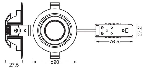 OSRAM Sada 3 ks zapustených LED svietidiel OSRAM, 2 700 K, 36°, mosadz, Ø 9 cm, Mosadz / zlato, Obývacia izba / jedáleň, Hliník, Moderný, Zapustené stropné svietidlo