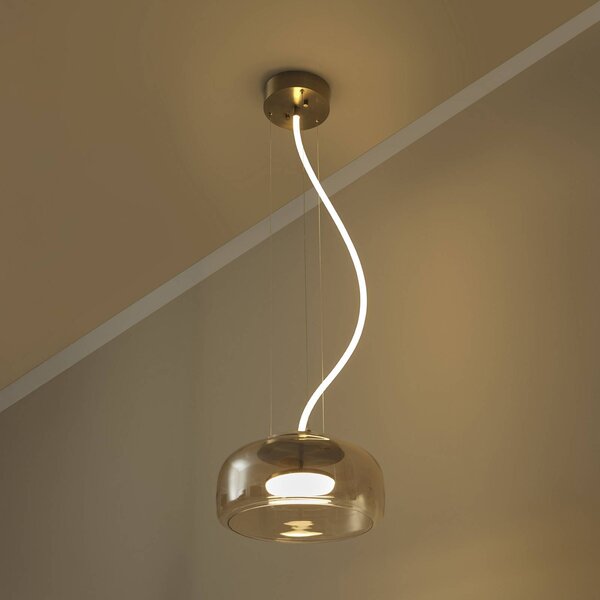 OSRAM LED závesné svietidlo DECOR GLOW, jantárová/zlatá, Ø 38 cm, smer svetla, Mosadz / zlato, Obývacia izba / jedáleň, Sklo, Moderný, Závesné svietidlo
