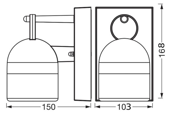 OSRAM Vonkajšie nástenné svietidlo ENDURA CLASSIC COWBELL, sivá, IP65, Hliník / sivá / zinok, Hliník, Moderný, Nástenné svietidlo