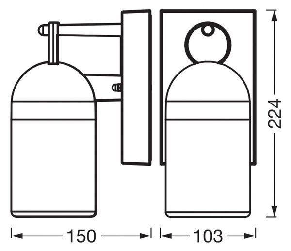 OSRAM Vonkajšie nástenné svietidlo ENDURA CLASSIC COWBELL, tmavošedá, IP65, Hliník / sivá / zinok, Hliník, Moderný, Nástenné svietidlo