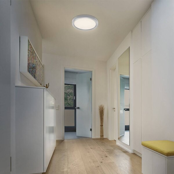 OSRAM Stropné LED svetlo ORBIS QUICKFIX, Ø 32 cm, strieborné, clickdim, Chrómová / strieborná, Obývacia izba / jedáleň, kov, Moderný, Závesné svietidlo