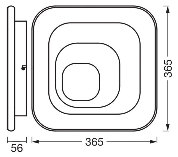 OSRAM Stropné LED svetlo ORBIS SPIRAL SQUARE, 36 x cm, sivé, Hliník / sivá / zinok, Obývacia izba / jedáleň, kov, Moderný, Stropné svetlo