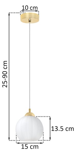 Závesné svietidlo Costa, 1x biele sklenené tienidlo, g