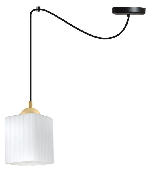 Závesné svietidlo Riffle Square Spider, 1x biele sklenené tienidlo, b/g