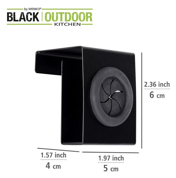 Čierny závesný háčik Wenko Black Outdoor Kitchen