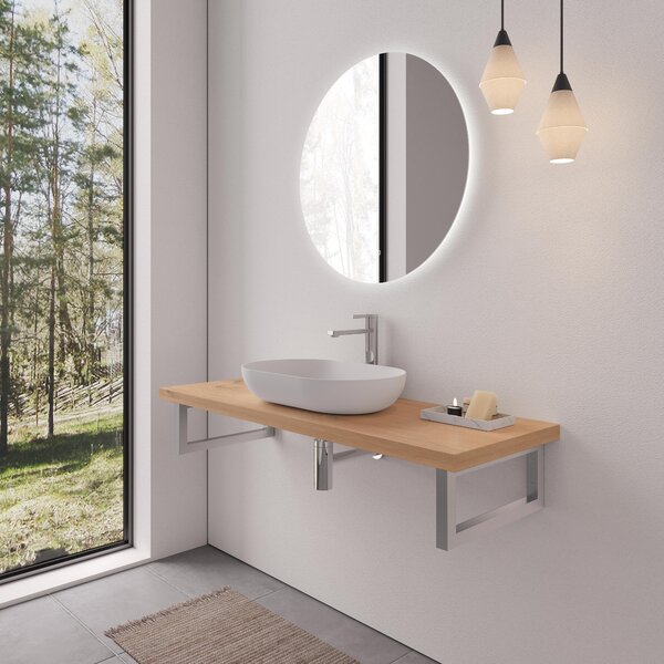 CERANO - Doska pod umývadlo Navira Pro + 2 konzoly pod dosku - dub medový - 100x46x3, 6 cm