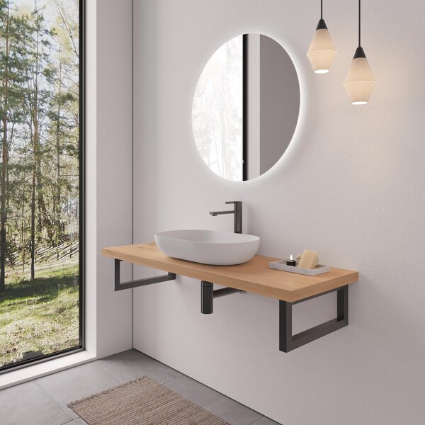 CERANO - Doska pod umývadlo Navira Pro + 2 konzoly pod dosku - dub medový - 60x46x3, 6 cm