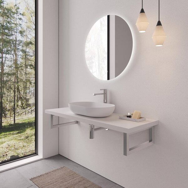 CERANO - Doska pod umývadlo Navira Pro + 2 konzoly pod dosku - biela matná - 100x46x3, 6 cm