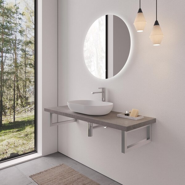 CERANO - Doska pod umývadlo Navira Pro + 2 konzoly pod dosku - betónovo šedá - 80x46x3, 6 cm