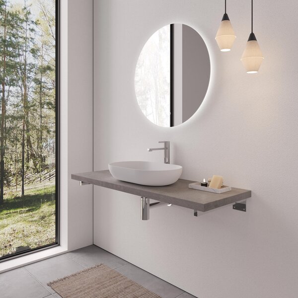 CERANO - Doska pod umývadlo Navira Pro + 2 skryté konzoly - betónovo šedá - 60x46x3, 6 cm