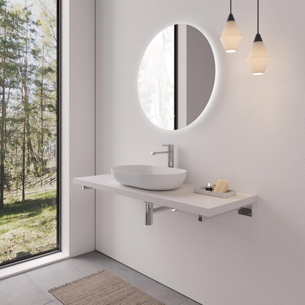 CERANO - Doska pod umývadlo Navira Pro + 2 skryté konzoly - biela matná - 100x46x3, 6 cm
