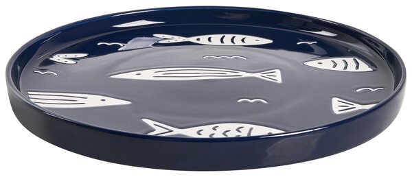 16-dielna sada jedálenského riadu biela a modrá porcelán reaktívna glazúra ručne vyrobený servis pre 4 osoby s motívom rýb