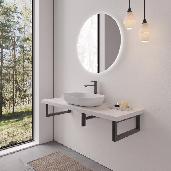 CERANO - Doska pod umývadlo Navira Pro + 2 konzoly pod dosku - biela matná - 60x46x3, 6 cm