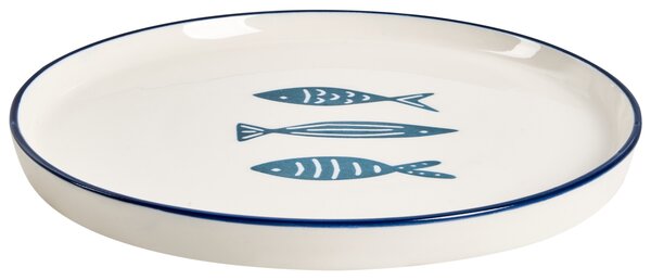 16-dielna sada jedálenského riadu biela a modrá porcelán reaktívna glazúra ručne vyrobený servis pre 4 osoby s motívom rýb