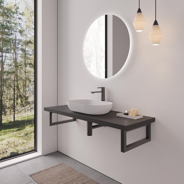 CERANO - Doska pod umývadlo Navira Pro + 2 konzoly pod dosku - čierna matná - 100x46x3, 6 cm