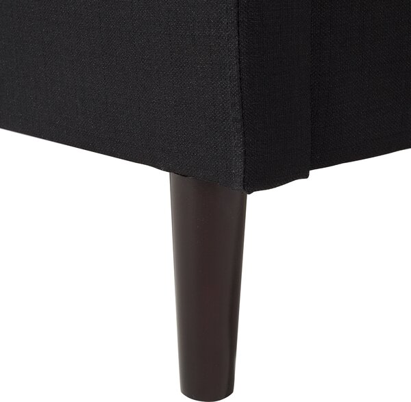 Posteľ čierna 180 x 200 cm čalúnený rám postele s čelom a roštom dvojlôžková klasický dizajn
