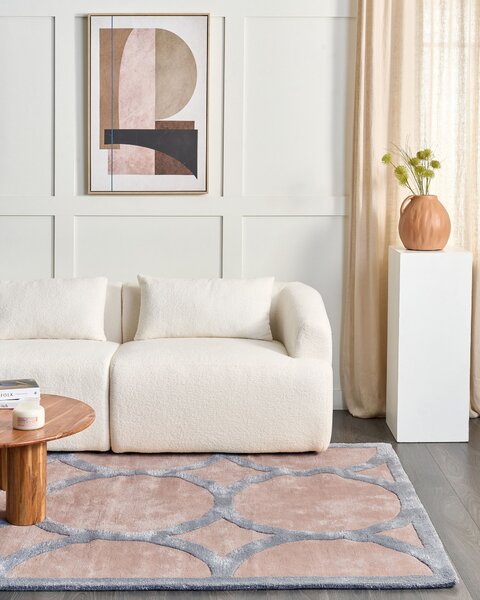 Koberec béžová a sivá viskóza a vlna obdĺžnikový tvar 160 x 230 cm moderný glamour štýl