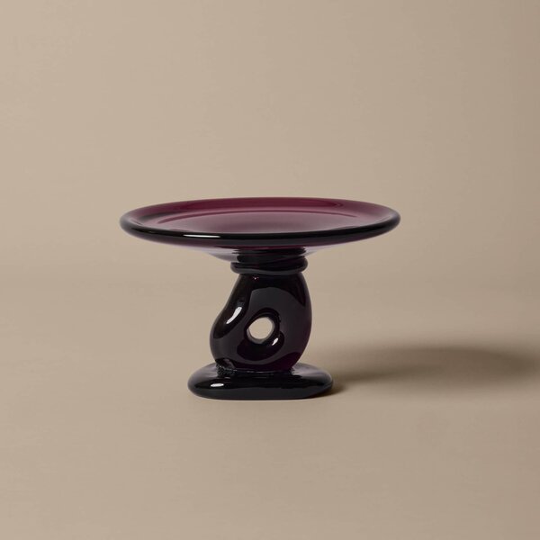 Sklenená misa na podstavci Damo Dark Grape Ø 24 cm