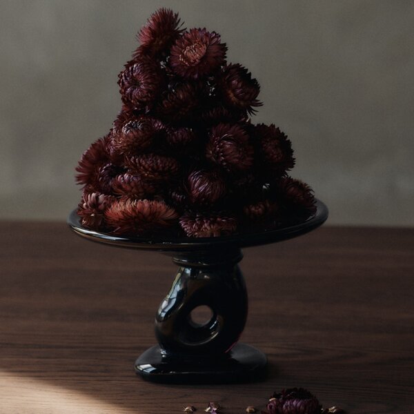 Sklenená misa na podstavci Damo Dark Grape Ø 24 cm
