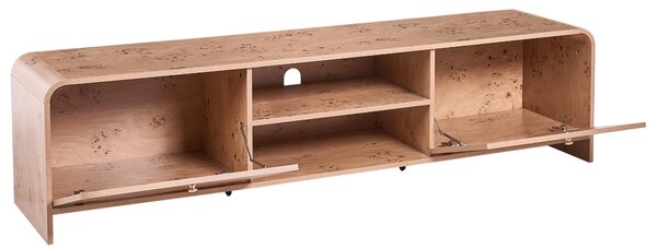 Nočný stolík hnedý efekt koreňovej kresby dreva MDF melamínová povrchová úprava mid-century modern štýl obývacia izba