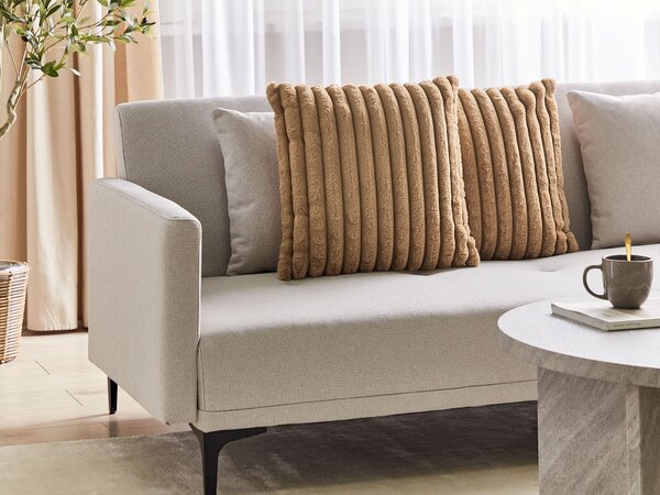 Sada 2 dekoratívnych vankúšov svetlohnedá polyester 45 x 45 cm bez vzoru jednofarebná moderný štýl doplnky