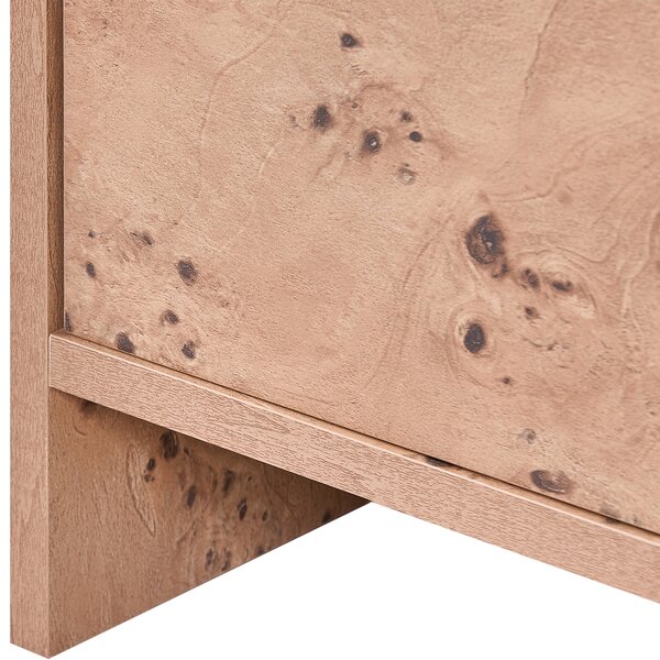 Nočný stolík hnedý efekt koreňovej kresby dreva MDF melamínová povrchová úprava mid-century modern štýl obývacia izba