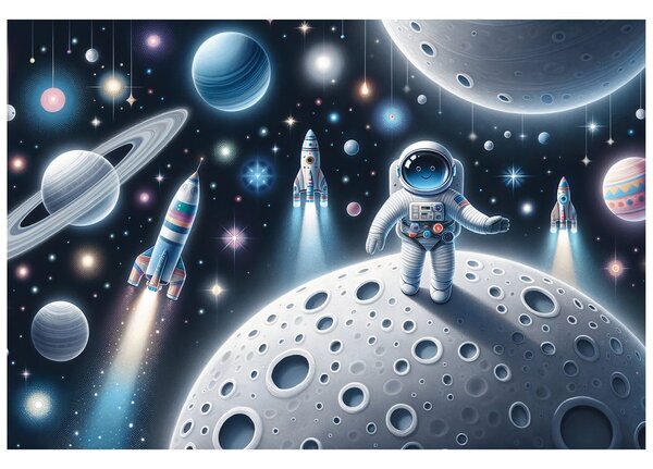Tapeta detský vesmír s astronautmi