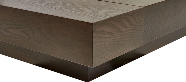Posteľ v japonskom štýle tmavý jaseň 160 x 200 cm nízky drevený rám postele z MDF koženkové čelo nočné stolíky
