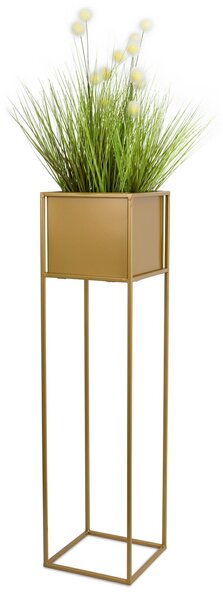 KOVOVÝ KVETINÁČ SO STOJANOM PLAIN 90X24 CM ZLATÁ