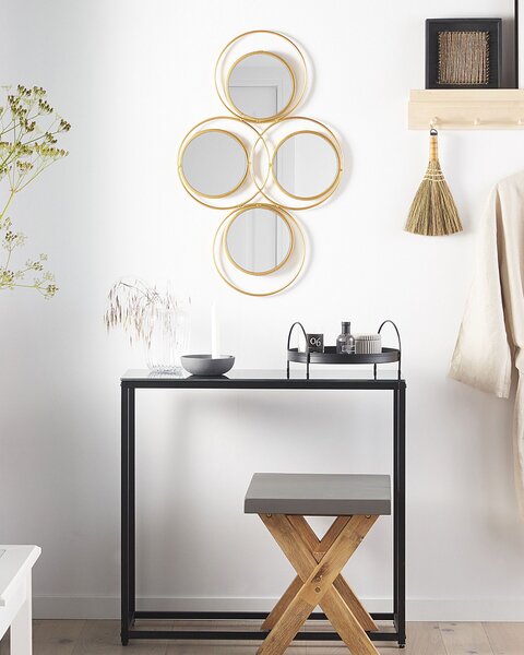 Nástenné zrkadlo zlatá železo kov sklo 50 x 80 cm nepravidelný tvar 4 zrkadlá moderný glamour štýl doplnky dekorácie
