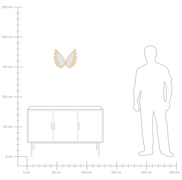 Neónová LED svietiaca dekorácia v tvare krídel biela PVC materiál dekoratívne svietidlo na batérie