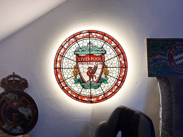 Svietiaci obraz Logo Liverpool - Sklenený efekt
