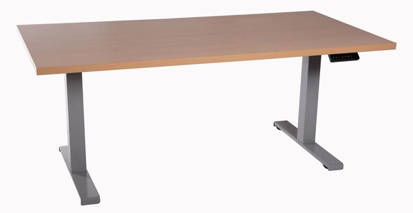 Kancelársky stôl, výškovo nastaviteľný, čierna farba, doska z prírodnej drevenej imitácie (dub), melamínová povrchová úprava, rozmer 160x80 cm