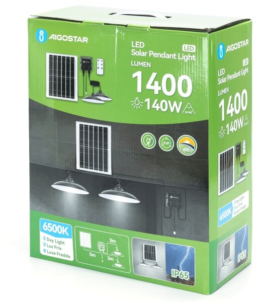 Aigostar - LED Solárny luster 2xLED/70W/12V 12000 mAh 6500K pr. 23,5 cm