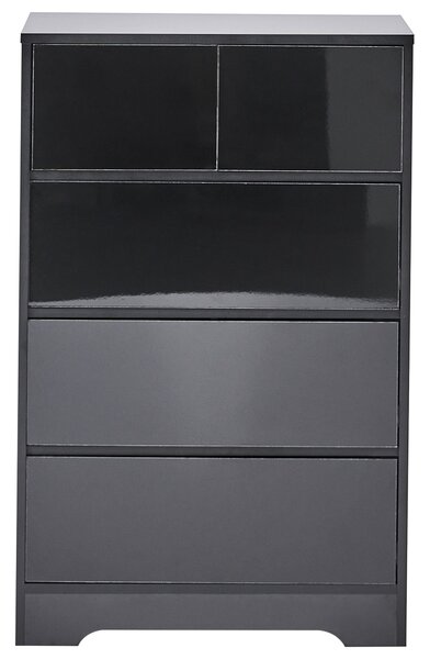 Komoda čierna 5 zásuvkami MDF materiál nábytok s úložným priestorom škandinávsky štýl