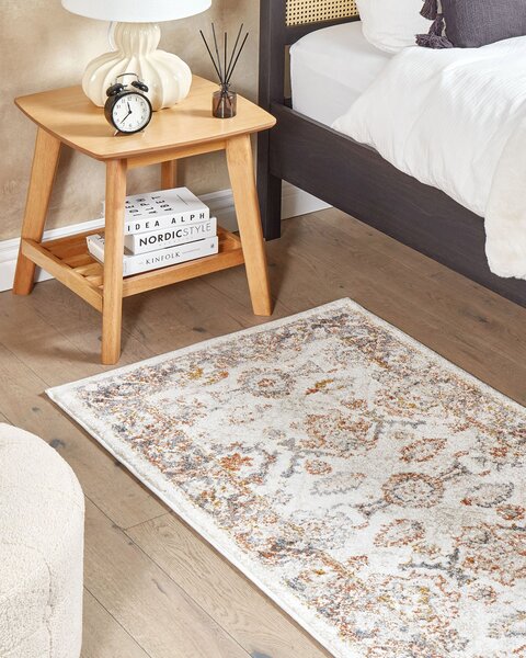 Koberec béžový syntetický materiál 80 x 150 cm orientálny vzor obdĺžnikový tvar moderný tradičný štýl obývačka spálňa