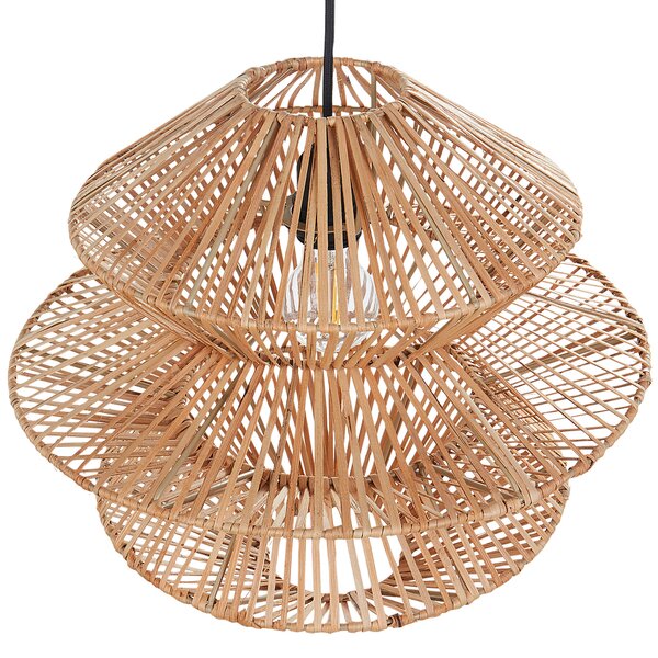 Závesná lampa prírodná ratanové tienidlo čierna kovová objímka na žiarovku boho stropné svietidlo obývačka spálňa chodba