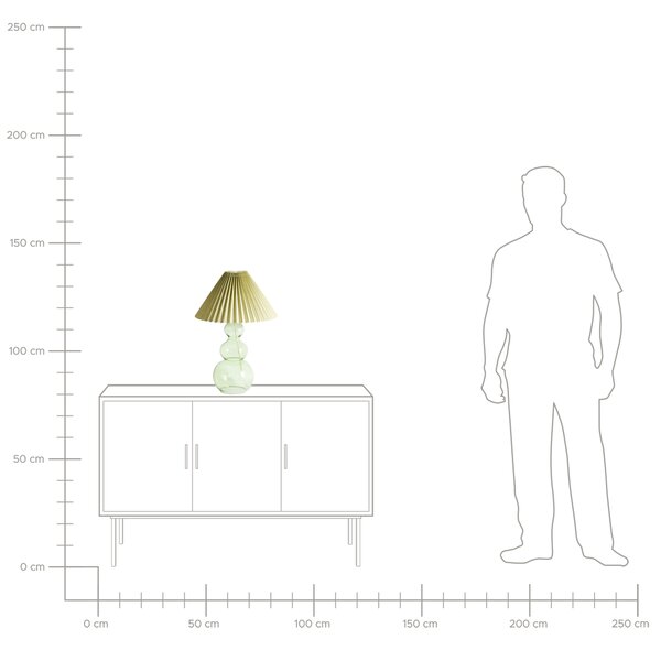Stolná lampa zelená sklenený podstavec plisované látkové tienidlo obývačka spálňa moderný štýl