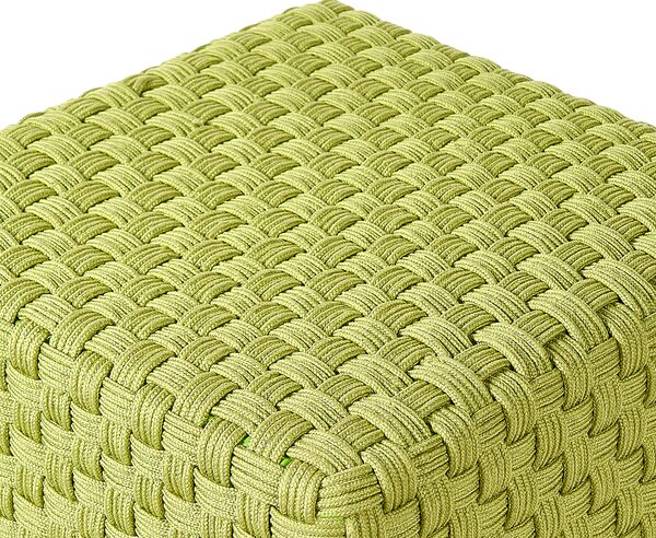 Vonkajší taburet zelený syntetický materiál 50 x 50 x 35 cm štvorcový tvar pletený ručná výroba puf podnožka moderný boho štýl záhrada
