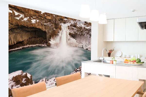 Samolepiaca vliesová fototapeta Islandský vodopád 375 x 250 cm