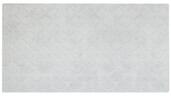 Koberec z umelej zajačej kožušiny svetlosivý 80 x 150 cm umelá polyesterová kožušina mäkký huňatý so vzorom a vysokým vlasom