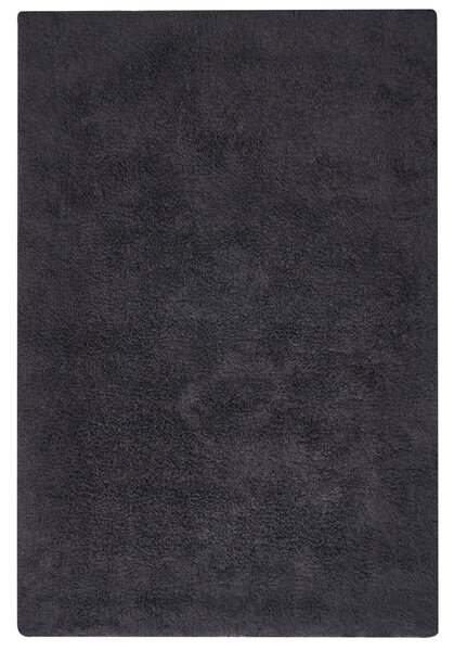 Kúpeľňová predložka čierna bavlnená obdĺžnikový tvar 60 x 90 cm mäkký koberec do kúpeľne moderný dizajn